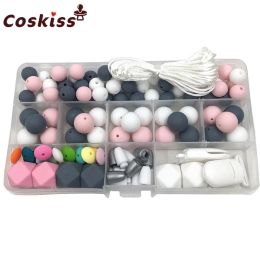 Necklaces Baby Silicone Teether Pacifier Clips Toy Food Grade Bead Care Shower Gift Necklace Pendants DIY Crafts Set