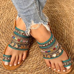 Sandals Women Shoe Summer Greek Style Boho FolkCustom Artisanal Ladies Flat Slippers Casual Breathable Comfortable Beach Women Sandals