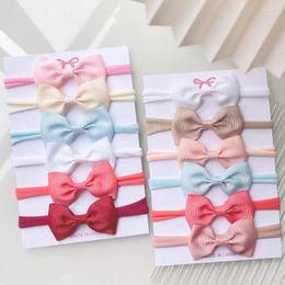 Hair Accessories 3/4/6Pcs/Set Elastic Bands For Baby Girls Solid Colour Headwear Grograin Ribbon Bowknot Headband Infant Kid