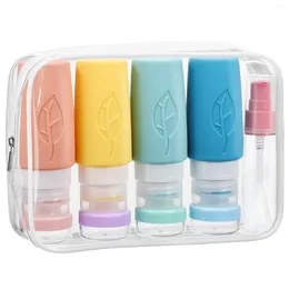 Storage Bottles Leaf-shaped Travel Silicone Dispensing Bottle Set Body Wash Refillable Shampoo Press Pump Container