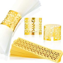 Towel Rings 100/50Pcs Napkin Ring Hollow Pattern Gold and Silver Napkin Ring Wedding Party Table Decoration Supplies Wedding Decoration 240321