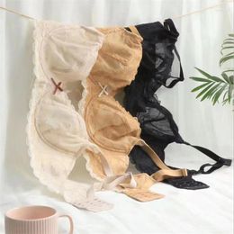 Bras Sets Sexy Lace B Cup Gathered Seamless Brief Set Detachable Shoulder Straps Lingerie Ladies Non-slip Beauty Back Bra Panties