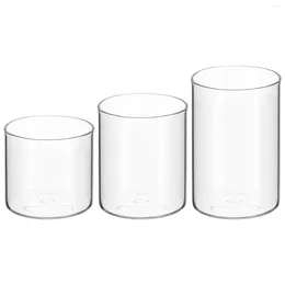 Candle Holders 3 Pcs Tea Light Transparent Cup Table Decoration Vase Glass Desktop Ornament