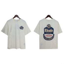 Rhude high-quality Designer Shirt for Men Short Sleeve Printing Tee Top Loose letter printed pure cotton leisure fashion NNRJ