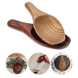 Tea Scoops 2 Pcs Mini Tools Small Wooden Spoon Practical Mung Bean Scoop Coffee Short Handle Leaf
