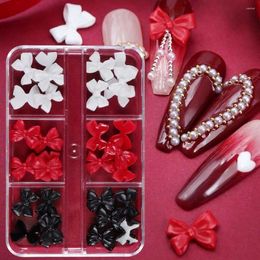 Nail Art Decorations DIY Charms Bow Supplies White Red Black Bowknot Accessories Resin
