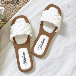 Slippers Fashion Shoes For Women Sandals Open Toe Walking WomenS Slides Woven Beach Female Lightweight Chaussure Femme016OKC H240322