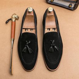 Casual Shoes Men's Loafers Suede Leather Tassel Slip-On Comfortable Business Wedding Mocassins Driving