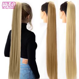 Ponytails Ponytails WTB Synthetic Long Silky Straight Drawstring Ponytail Hairpieces for Women Clip In Hair Tail False Hair 80cm Hair Extens