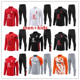 23 24 AC 25 Milan tracksuit retro tuta maglia jersey training survetement camiseta ac jerseys chandal kit football men and kids uomo calcio Chandal Squitude Jogging