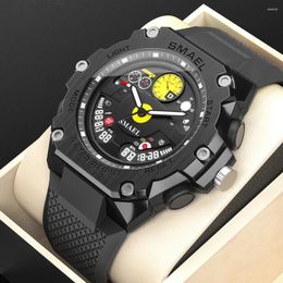 Wristwatches SMAEL Mens Watch Sport Chronograph Waterproof Quartz Big Clock Analogue Digital Men Watches Silicone Strap