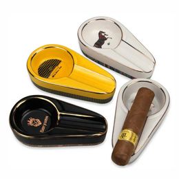 All-match Portable Travel Ceramic Cigar Ashtray Yellow Cohiba Cigar Accessories