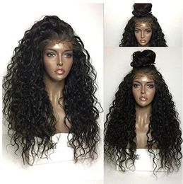 180 Ddensity Loose Deep Wave Wigs Long Curly Simulation Soft Lace Front Human Hair Wigs for Women Black Glueless Synthetic Lace Wigs