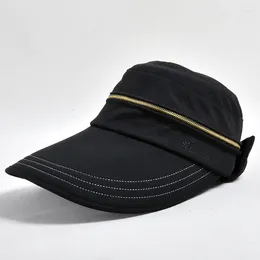 Ball Caps Women's Summer Hat Removable Cap Top With Zipper Empty Cycilng Anti-UV Sun Hats Ladies Foldable Big Brim Visor