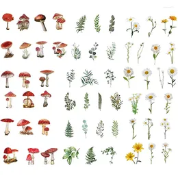 Gift Wrap 120Pcs Flower Stickers Self-Adhesive For Scrapbooking Pretty Floral Daisy Fern Leaves Mushroom Sticker