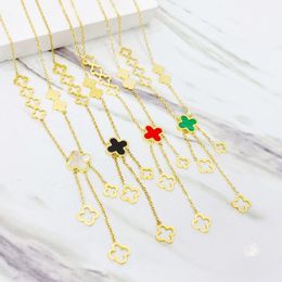 18K Gold Plated Necklaces Luxury Designer Necklace Four-leaf Clover Cleef Crystal Pendant Necklace Wedding Party Jewellery no box