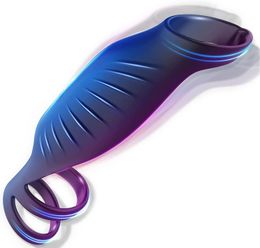 Vibrating Triple Cock Ring Stretchy Penis Ring Couple Vibrator with 9 Vibration Modes Sleeve Adult Sex Toys for Men Couples