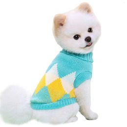 Dog Apparel Winter Knitted Pet Clothes Diamond Pattern For Daily Wear Birthdays Parties