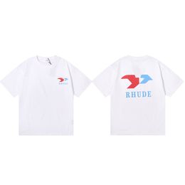 Rhude high-quality Designer Shirt for Men Short Sleeve Printing Tee Top Loose letter printed pure cotton leisure fashion ZDJ0