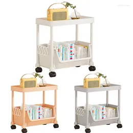 Kitchen Storage Movable Bookshelf Classroom Deskside Rolling Bookcase Book Rack Multi-Functional Mobile Organizer