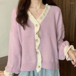 Women's Knits V-neck Cardigan Ladies Sweaters Pink Knitted Top For Women Winter Button Purple Sale Offers Tall Tops Cashmere