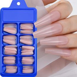 False Nails 100pcs Nude Acrylic Extension Fake Coffin Full Cover Press On Long Ballerina Artificial Fingernails