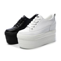 Shoes 12 Cm Super High Heel White Sneakers for Women Platform Casual Shoes Genuine Leather Sneakers On Platform 2021 Springnew Shoes