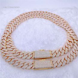 3-4Row Moissanite Inlay S Wax And Hand Setting Hip Hop Iced Out Cuban Link Chain