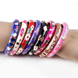 Charm Bracelets Chinese Crafts Cloisonne Enamel Bangle Bracelet Charming Elegant Cuff Alloy Fashion Jewelry