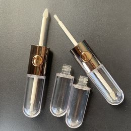 6ml double end Transparent Lip Gloss Containers Tubes Round Clear Cosmetic Tube Double-headed Flat Head Lip Glaze Bottle