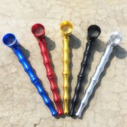 Colorful Aluminium Alloy MINI Pipes Dry Herb Tobacco Filter Silver Screen Handpipes Portable Handle Innovative Smoking Cigarette Holder Tube DHL