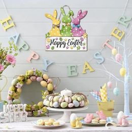 Party Decoration Wooden Easter Egg Hanging Door Sign Decorations Happy Floral Spring Wall For Rustic