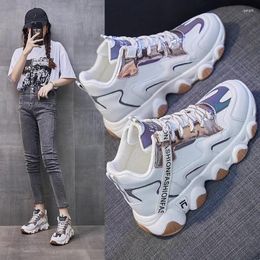 Casual Shoes Women Lace Up Sneakers Female 2024Spring Thick Sole Non-slip Lady Waterproof Colorblock Chunky