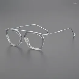 Sunglasses Frames Top Quality Designer Acetate Titanium Glasses Men Women Retro Polygon Computer Eyeglass Frame Eyewear