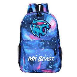 Studenter Beast Lightning Cat School Bagpacks Men pojkar Mochila för Mr Cartoon Teens Knapsack ryggsäck axelväska Laptop Girls Castc