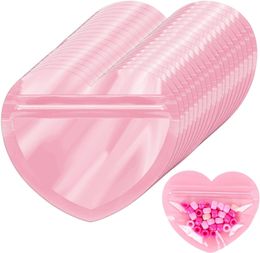 Pink heart-shaped Jewelry Accessory Small Bag Love Plastic Bag Valentine's Day Candy Sealing Packaging Bag