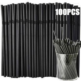 Disposable Cups Straws 100Pcs Plastic Drinking Rietjes 21cm Long Flexible Cocktail Straw For Kitchen Beverage Accessories