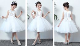 Lovely White Tulle Jewel Applique Beads Short Flower Girl Dresses Girl's Pageant Dresses Girls Birthday/Party Skirt Girl Everyday dress Custom SZ 2-12 D321074