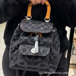 Counter High Quality Luxury Explosive Shoulder Fashion Bag Genuine Leather Womens Made of Denim Fabric New Cute Small Cowhide Backpack Bag