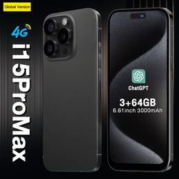 Billig 3G WCDMA I15 Pro Max 5G Smartphone 4 GB+64 GB Gesichts-ID Android OS 6,7 Zoll Alle Bildschirm HD Android OS USB-C 3.0 Action-Taste GPS WiFi 20,0MP Kamera Smartphones 1TB