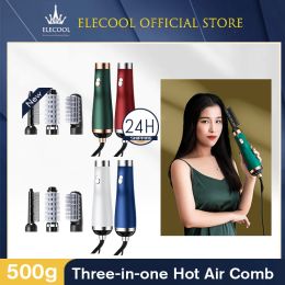 Irons 3 In 1 Electric Hair Dryer Brush Hot Air Styler Blow Negative Ions Dryer Comb Hair Curler Straightening Curling Styling Tool