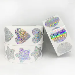Gift Wrap 500pcs Laser Blank Heart Stars Round Sticker Label DIY Scrapbooking Decoration Birthday Party Stationery Sealing