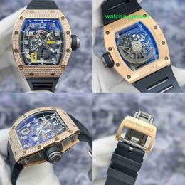 Male Timepiece Wristwatch RM Wrist Watch RM030 Original Diamond 18K Rose Gold Material Hollow Dial Automatic Mechanical Watch Male