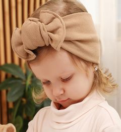 Girls Large Bow Knot Headband Cotton Solid Candy Color Kids Boutique Hair Accessories Children Wide Headbands INS9925139