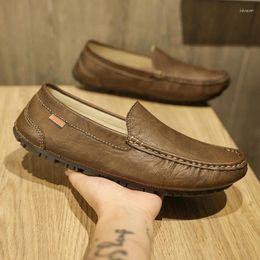 Casual Shoes Genuine Leather Men Spring Summer Flats Lightweight Walk Loafers Man Slip On Boat Leisure Business