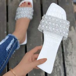 Slippers Womens 2023 Summer Fashion Casual Women Shoes String Bead Flat Flip Flops Female Comfortable Beach Slides jer018P3L H240322