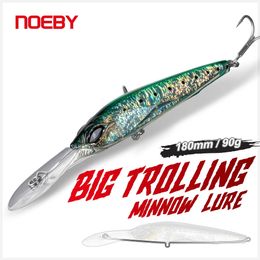 Noeby Trolling Minnow Fishing Lure 18cm 90g Sinking Big Game Wobblers Artificial Hard Bait Salterwater GT Tuna Fishing Lures 240312