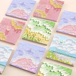 Gift Wrap 4pcs/200pages Oil Painting Style Portable Sticky Notes Set For Students Creative Leave A Message Can Paste The Note Pad