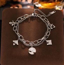 High-end Pork Belly Bracelet Women's Trendy Japanese and Korean High-Definition Design White Shell Hollow Titanium Steel Bracelet