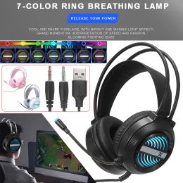 Headphones 3.5 mm Wired Gaming Headset Headphone with Colourful LED for PC Laptop Computer Audio Accessories Internet Bar Gaming Headset